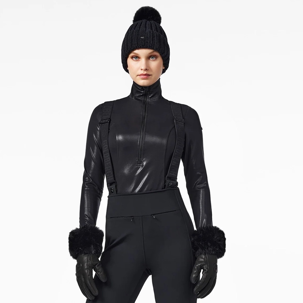 Goldbergh Glamour Ski Pully half-zip in shiny black XL